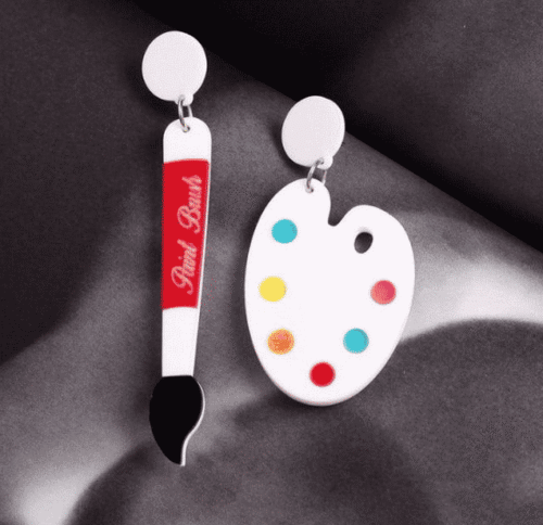 Art Basel Miami Artist Palette and Paint Brush Earrings | Gift for Artist | Earrings for Artist - Image 6