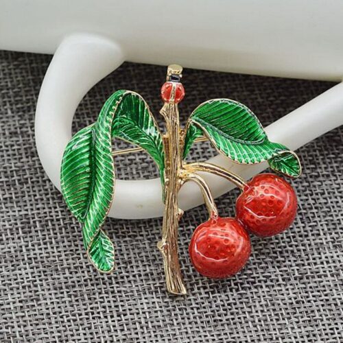 Cherry Brooch w/ a Ladybug on Top - Image 4
