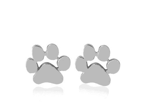 Paw Print Earrings in Silver