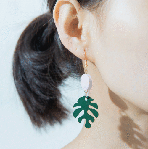 Palms Down Miami Tropical Leaf Earrings From Repurposed Wood - Image 7