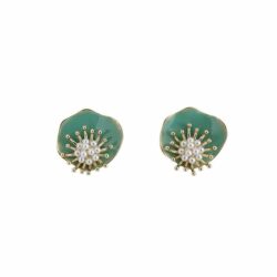 Lotus Leaf Abstract Pearl Flower Stud Earrings
