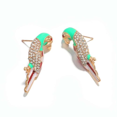 Polly Parrot Earrings w/ Rhinestones - Image 2