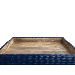 Navy Wood & Acrylic Bamboo Tray