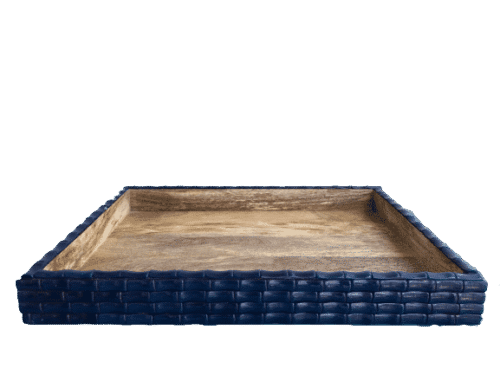 Navy Wood & Acrylic Bamboo Tray