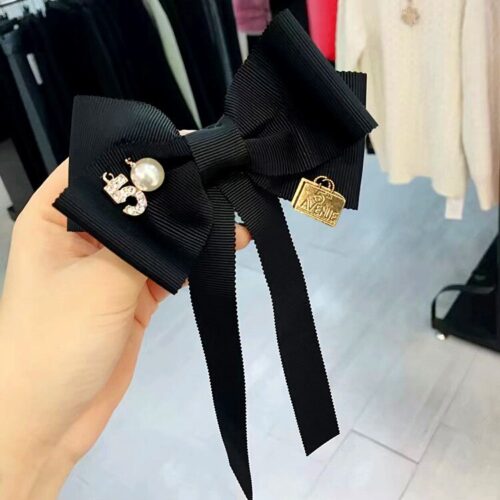 No. 5 Classic Black Bowtie For Blouses or Home Decor - Image 3