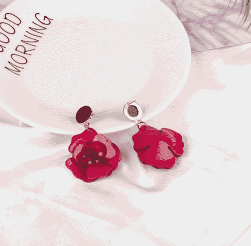 2 Roses A Day Acrylic Beautiful Handmade Earrings | Rose Earrings - Image 4