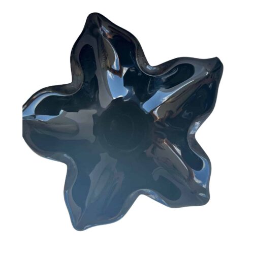Mid-Century Modern Flared Tall Black Glass Vase - Image 4