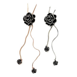Elegant Front Adjustable Enamel Camellia Flower Necklace Bolo Style