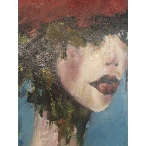 Red Hat Lady Original Oil Painting - Image 3