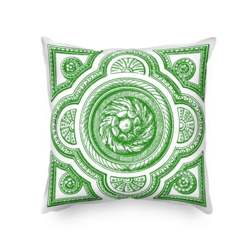Contemporary Italy Inspired Medallion Filigree Green Pillow Cover - Image 2