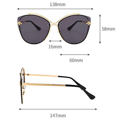 Classic Gold Bee Cat Eye Sunglasses - Image 3