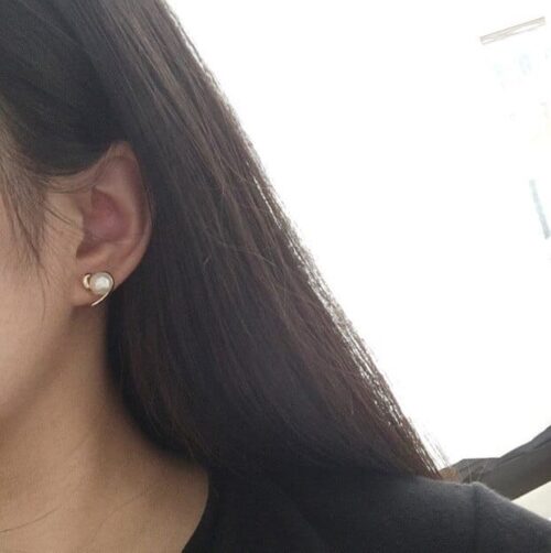 Pearl of Heart Stud Earrings - Image 5