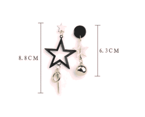 You're a Star | Asymmetrical Black & Gold Rockstar Earrings - Image 5