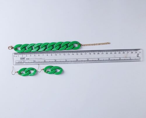 Chunky Chain Acrylic Necklace, Bracelet, & Earring Set - Image 6