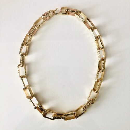 Geometric Rectangular Link Choker Chunky Chain Necklace - Image 2