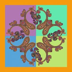THE 4 CORNERS PAISLEY POCKET COLORFUL SQUARE HANDKERCHIEF