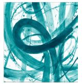 Abstract Teal Blue Green Painting Fabric by the Meter
