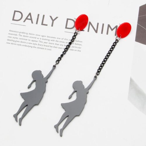 Wall Artist, Banksy Inspired Girl With Red Balloon Earrings - Image 4