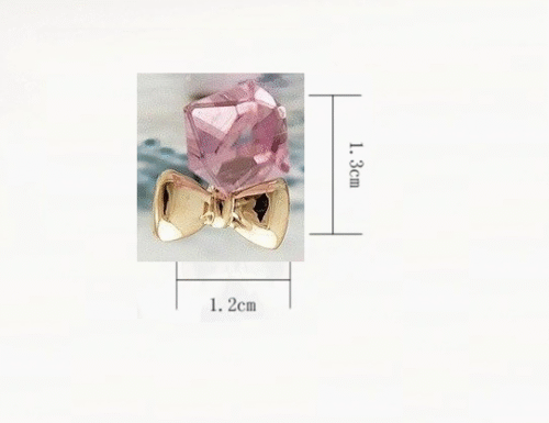 Petite Creative Cube Crystal Bow Tie Earrings - Image 4