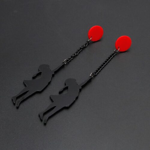 Wall Artist, Banksy Inspired Girl With Red Balloon Earrings - Image 3