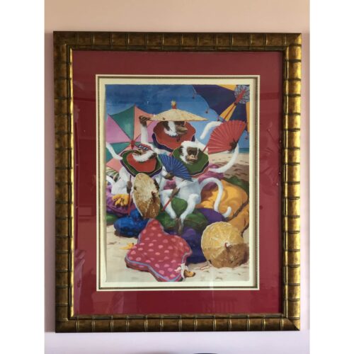 2002 "Monkeys on the Beach" Anthropomorphic Lithograph by Dan Poole, Framed - Image 6