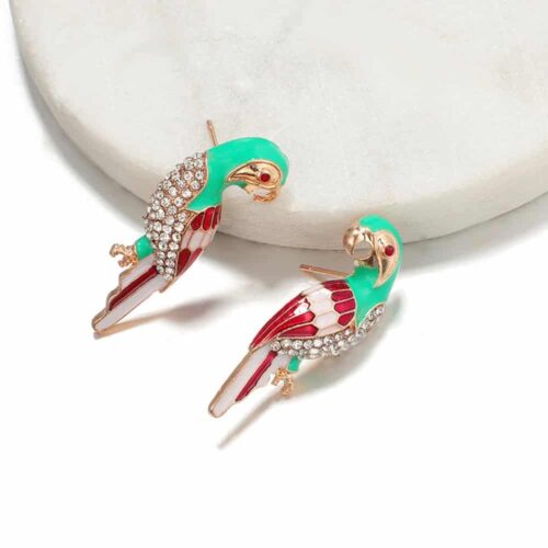 Polly Parrot Earrings w/ Rhinestones - Image 4