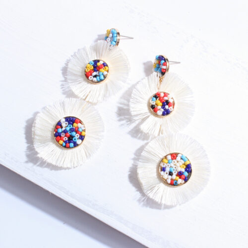 MyAMI (Miami) Bohemian Beach Babe Frayed & Beaded Earrings - Image 2