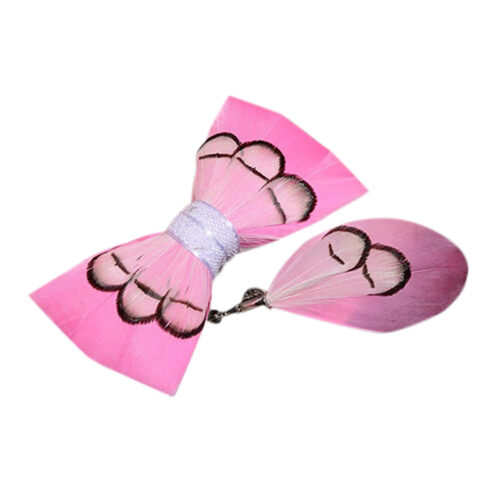 Miami Vice Pink Feather Handmade Luxury Bow Tie w/ Wooden Box
