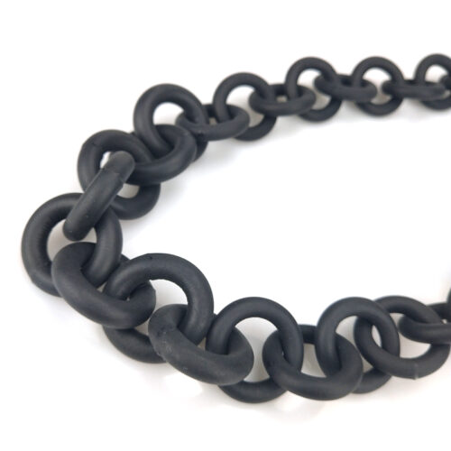 Black Luxury Handmade Rubber Large Chunky Chain Necklace - Image 2