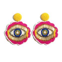 eye earrings, handmade earrings, earrings. beaded earrings, made in usa, made in Miami, miami designer, miami style