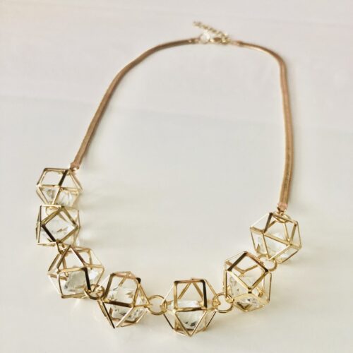 Geometric 3-D Pyramid Necklace With Crystals Inside Geo - Image 5