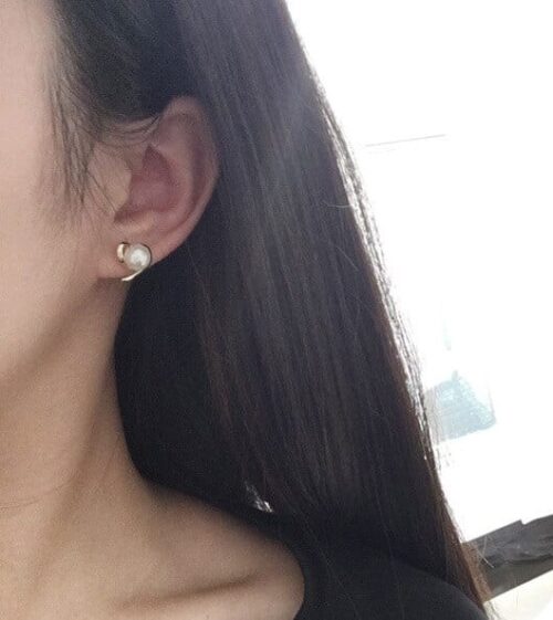 Pearl of Heart Stud Earrings - Image 4