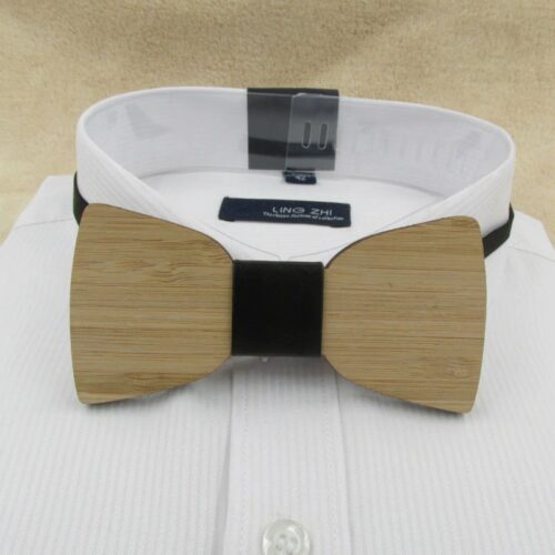 Geometric Silohette Wooden Bow Tie For Men Made of Wood - Image 2