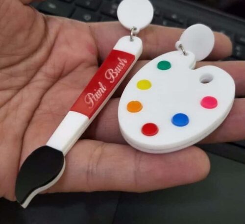 Art Basel Miami Artist Palette and Paint Brush Earrings | Gift for Artist | Earrings for Artist - Image 7