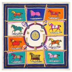 Ten Horses | Designer Silk Horse Scarf For Facial Covering