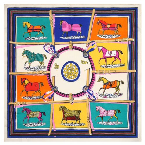 Ten Horses | Designer Silk Horse Scarf For Facial Covering