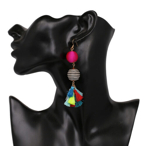 Having a Ball In Miami | Colorful Tiny Tassel Earrings - Image 4