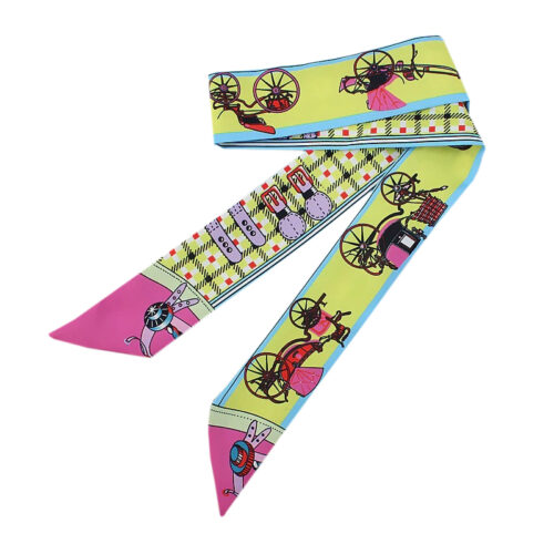 Carriage Coach Hair Tie Scarf Coach Scarf Unique Hatband HANDBAG SCARVES, Hair TIES Ponytail Tie Silky Hair Tie Carriage Design Skinny Scarf - Image 3