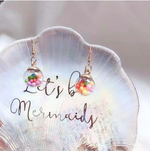 Bubble Gum Colorful Glass Ball Pendant Drop Dangle Earring