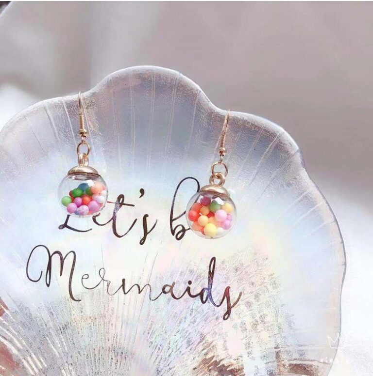 Bubble Gum Colorful Glass Ball Pendant Drop Dangle Earring