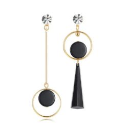 Vintage Asymmetrical Black & Gold Art Deco Earrings