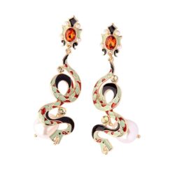 Artistic Baroque Snake Drop Hand-painted Enamel Earrings | Exquisite Snake Earrings | Exotic Earrings