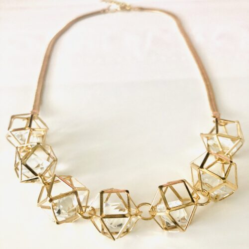 Geometric 3-D Pyramid Necklace With Crystals Inside Geo - Image 3