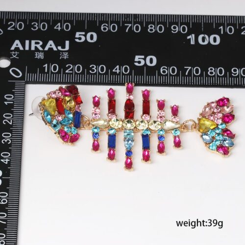 Rainbow Rhinestone Fish Earrings - Image 5