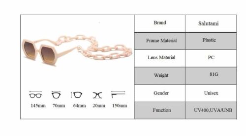 Cream Vintage Style Polygon Chain Sunglasses - Image 6