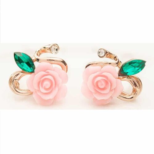 Rose Crystal Flower Earrings - Image 4