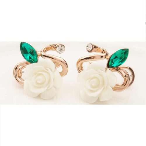 Rose Crystal Flower Earrings - Image 3