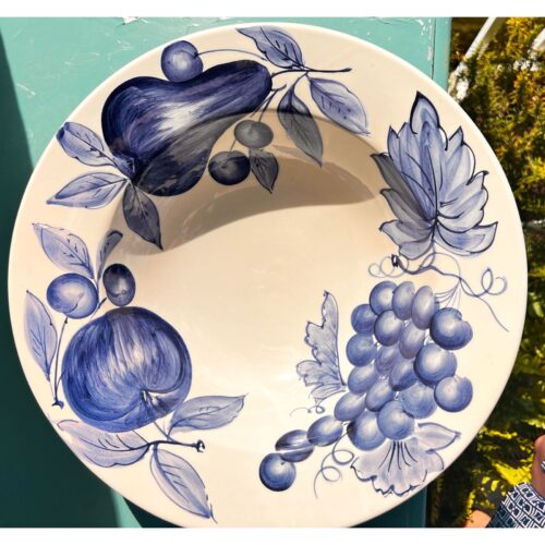 2000s Blue & White Fruit/Serving Bowl - Made in Italy - Image 8