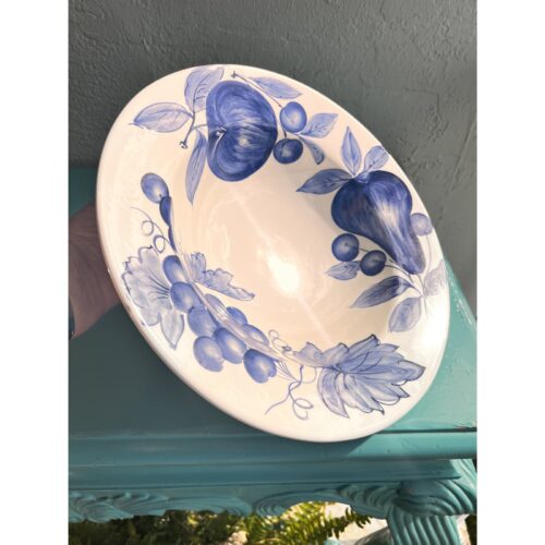 2000s Blue & White Fruit/Serving Bowl - Made in Italy - Image 5