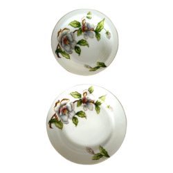 1950s Vintage Roselyn China Dogwood Floral Pattern Japan Small Dessert Berry Bowl & Bread Plate Set- 2 Pieces